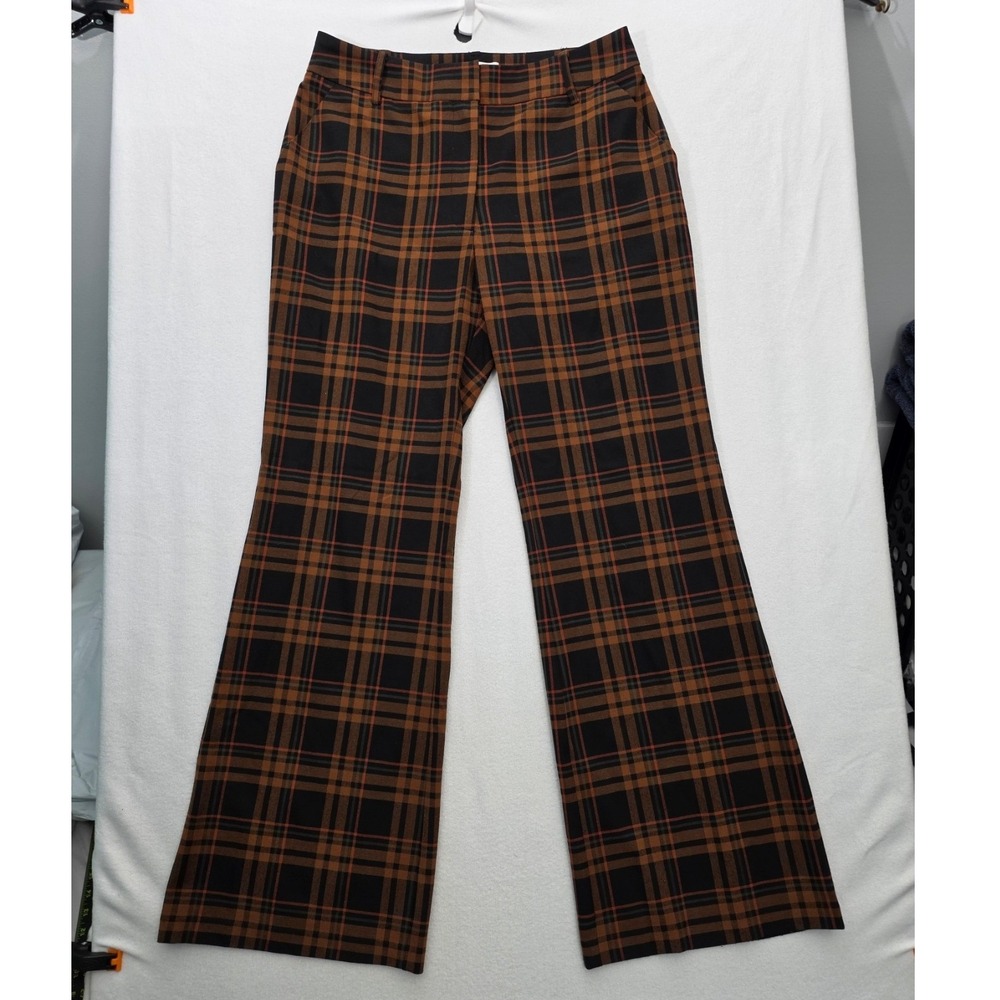 Gibson Latimer Dress Pants Plaid Flare 12 Brown Academic Vibe